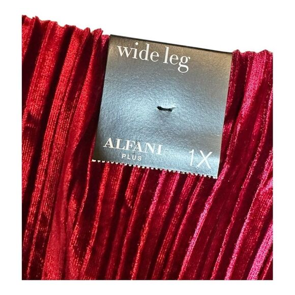 ALFANI WOMENS VELVET PLEATED WIDE LEG PANTS Melbec Wine color Valentines Day - Picture 13 of 14